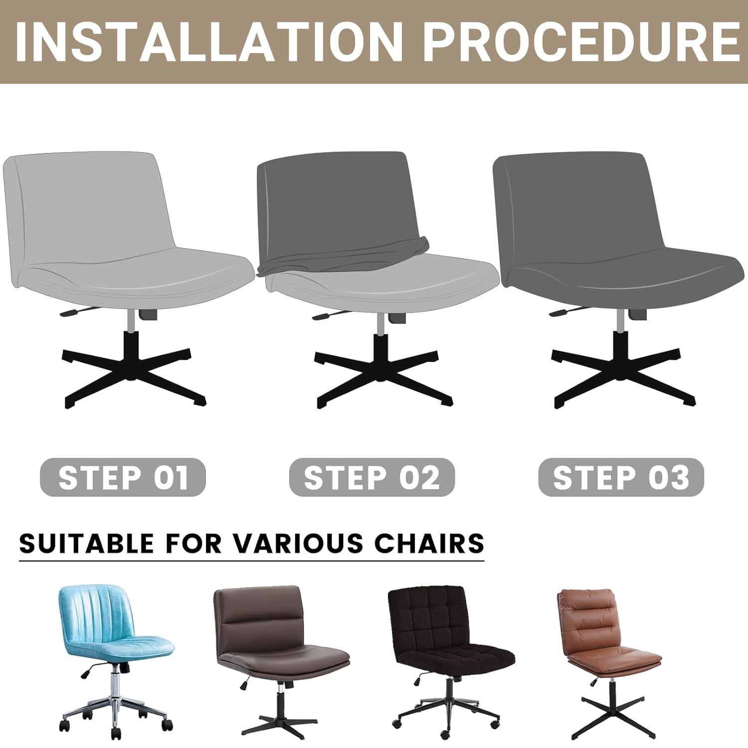 FDW Home Office Chair Armless Cross Legged Desk Chair with Swivel Base and Adjustable Height Upholstered in Faux Leather, Pink