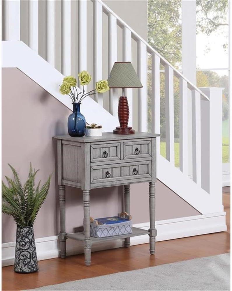 Covenience Concepts Kendra 3 Drawer Hall Table with Shelf, Wirebrush Light Gray