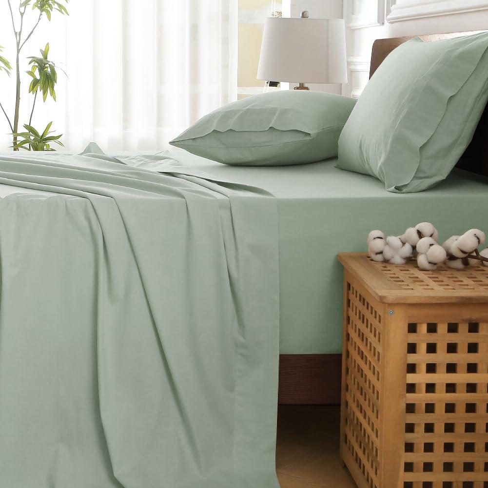 Sage Green King Cotton Deep Pocket Sheet Set