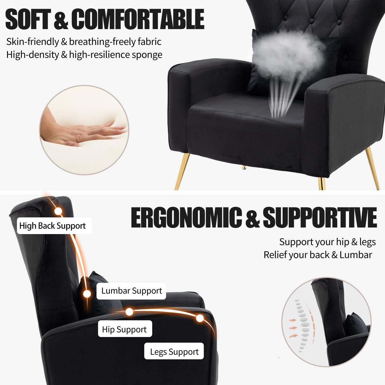 Mercer41 Upholstered Velvet Armchair (Set of 2)