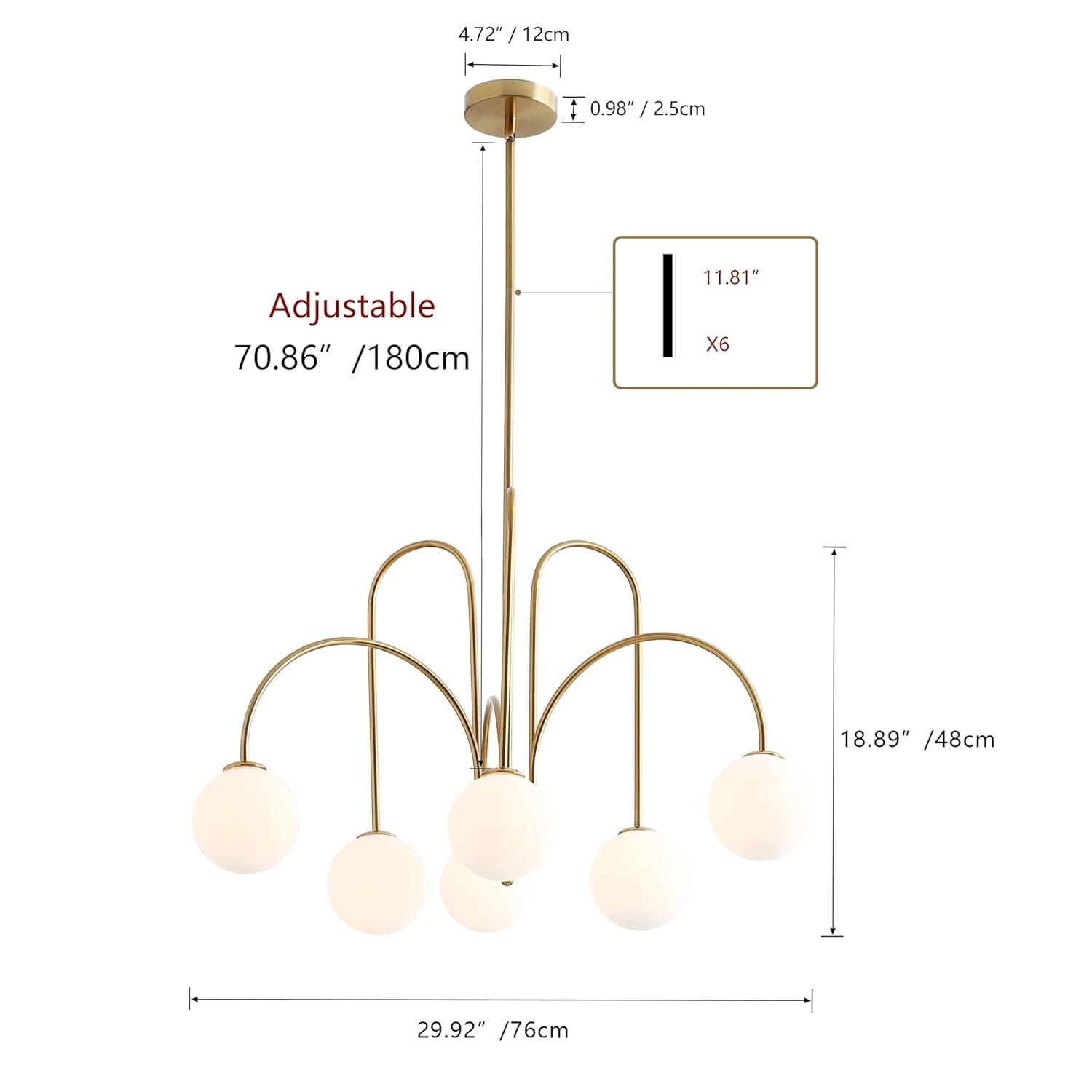 Abrial 6 - Light 25.98 inch Sputnik Empire Glass Shade Chandelier