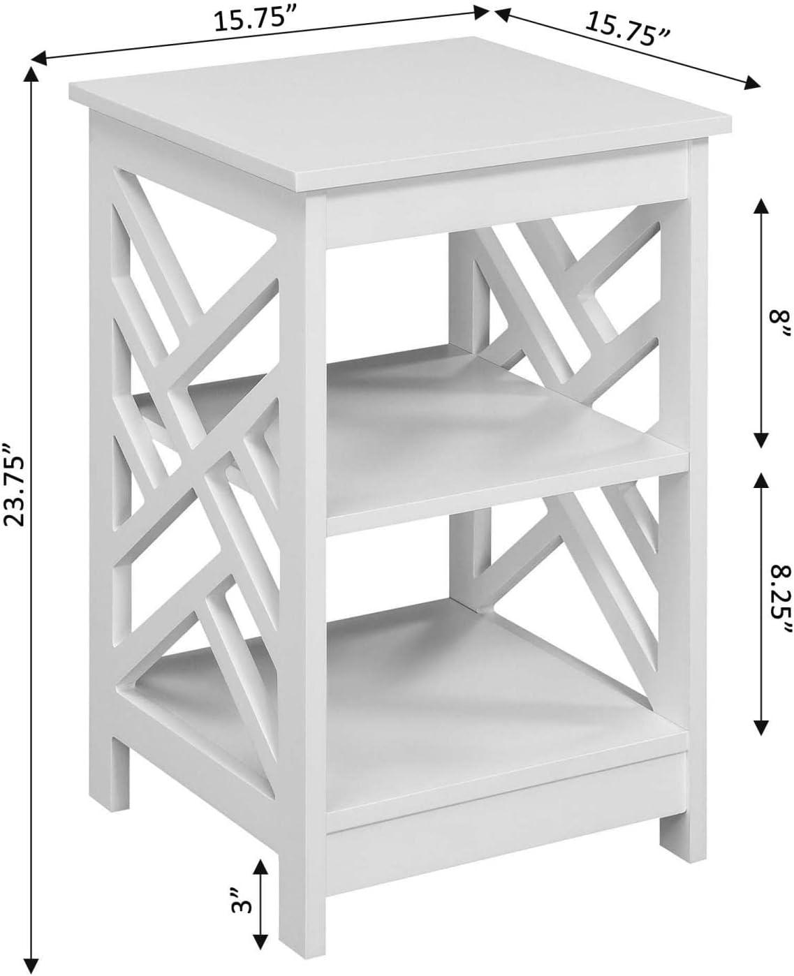 Titan End Table with Shelves White