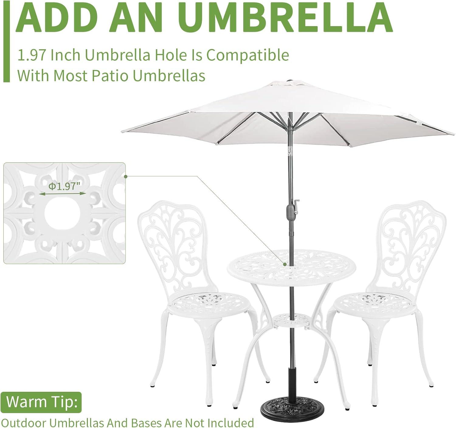 SunnyDaze Decor 2 - Person Metal Patio Dining Set with Round Table
