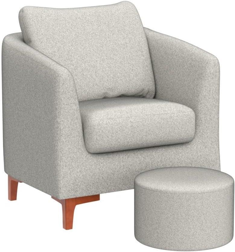 COLAMY Sherpa Accent Chair with Storage Ottoman, Modern Upholstered Living Room Chair with Foot Rest, Armchair with Back Pillow and Wooden Legs for Living Room, Bedroom, Reading Nook, Classic Cream