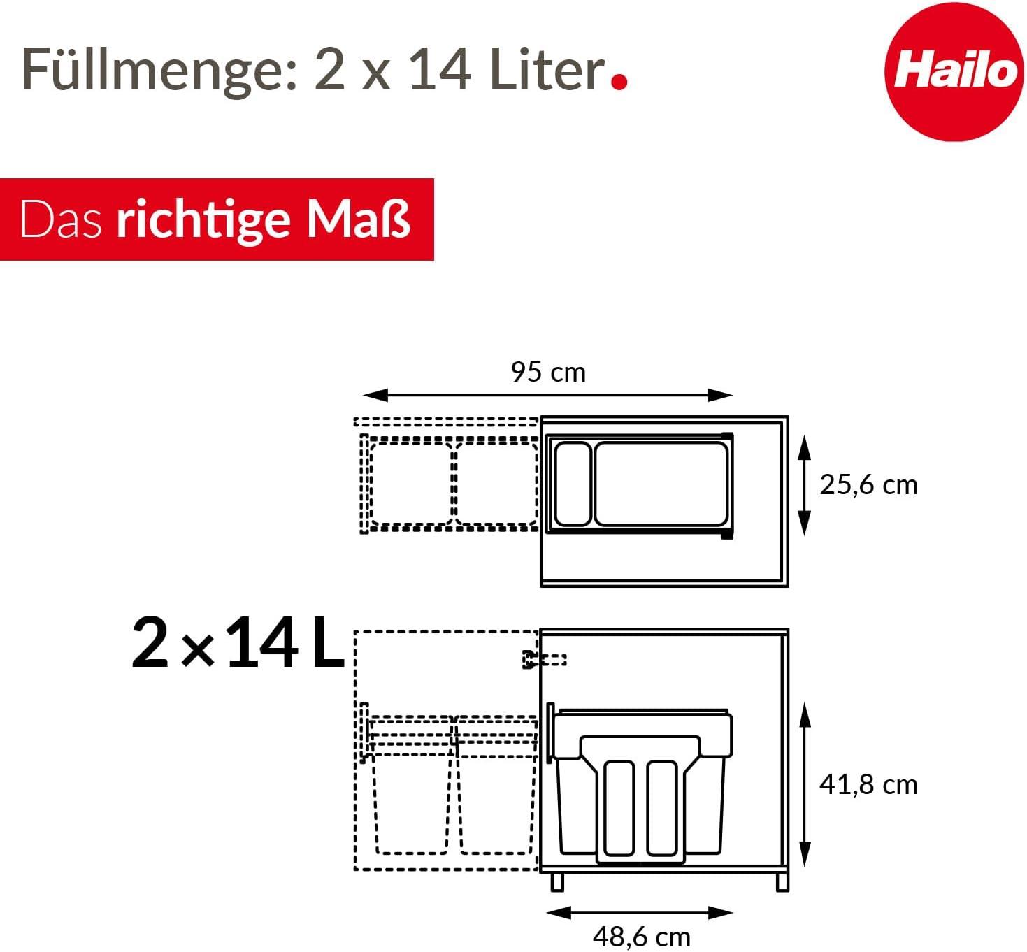 Hailo USA Inc. Plastic Manual Lift Multi-Compartments Trash & Recycling Bin
