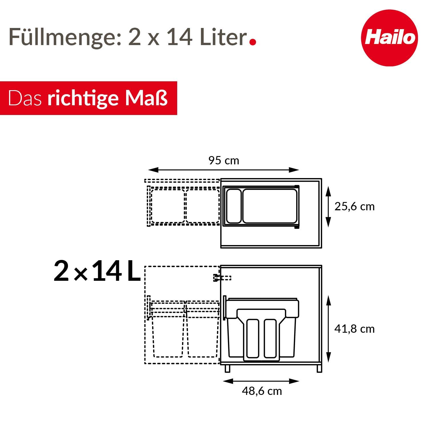 Hailo USA Inc. Plastic Manual Lift Multi-Compartments Trash & Recycling Bin