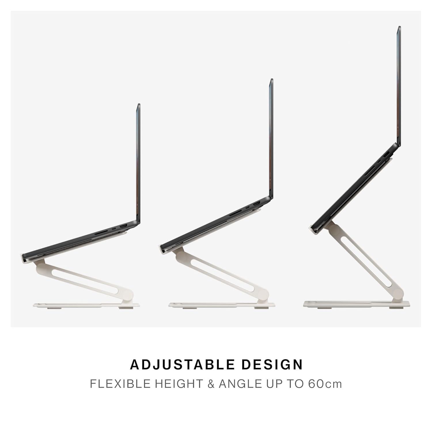 Black Adjustable Ergonomic Metal Laptop Stand with Fabric Surface