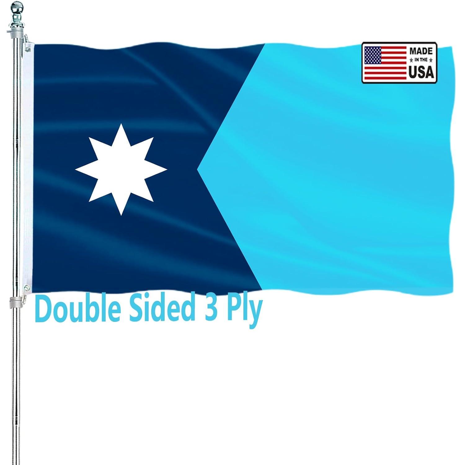 New Minnesota State Flag 3x5 Outdoor MN Flag 2 Rows Stitched Edge Canvas Header with 2 Brass Grommets