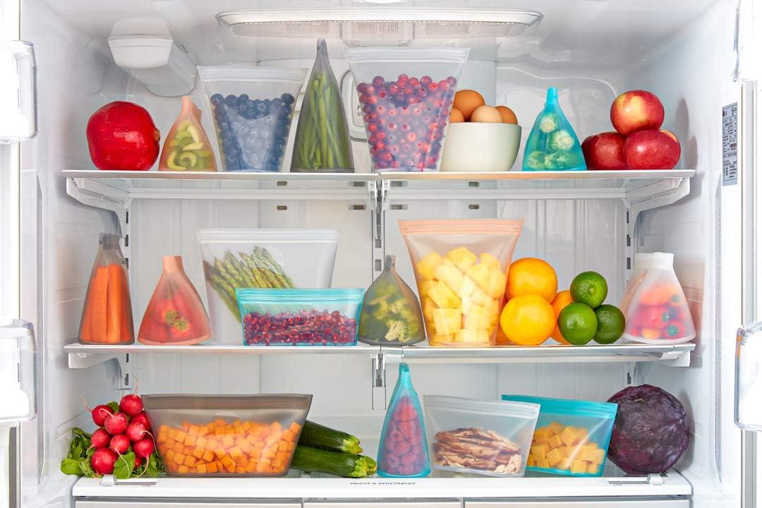 Zip Top Reusable Food Storage Bags | Full Set of 8 [Lavender] | Silicone Meal Prep Container | Microwave, Dishwasher and Freezer Safe | Made in the USA