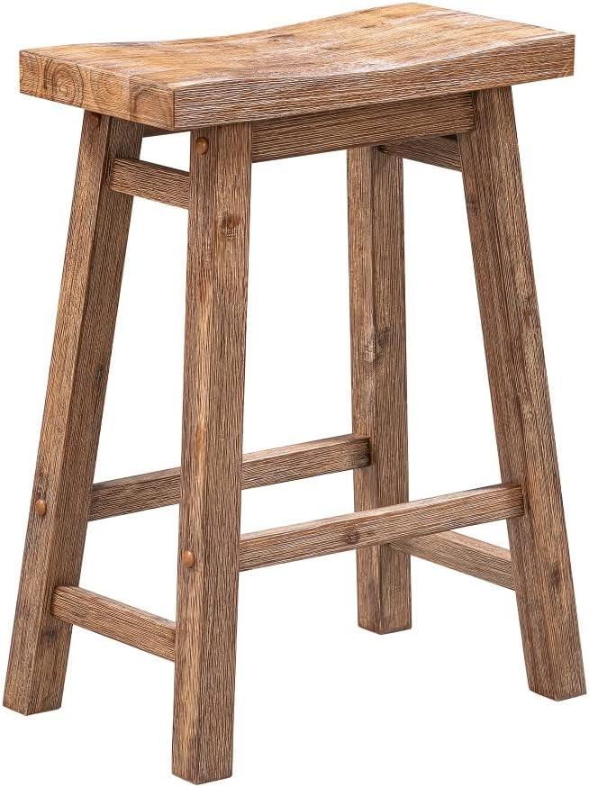 Sonoma 24" Barnwood Wire-Brush Backless Saddle Counter Stool