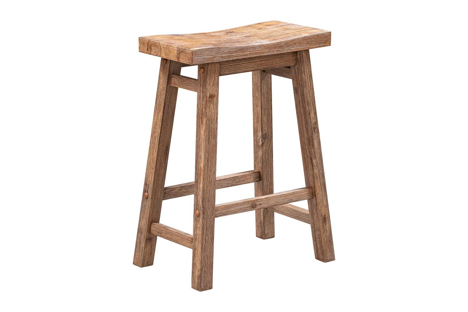 Boraam 24" Sonoma Saddle Counter Height Barstool Barnwood: Wood Frame, Fixed Seat, Farmhouse Style