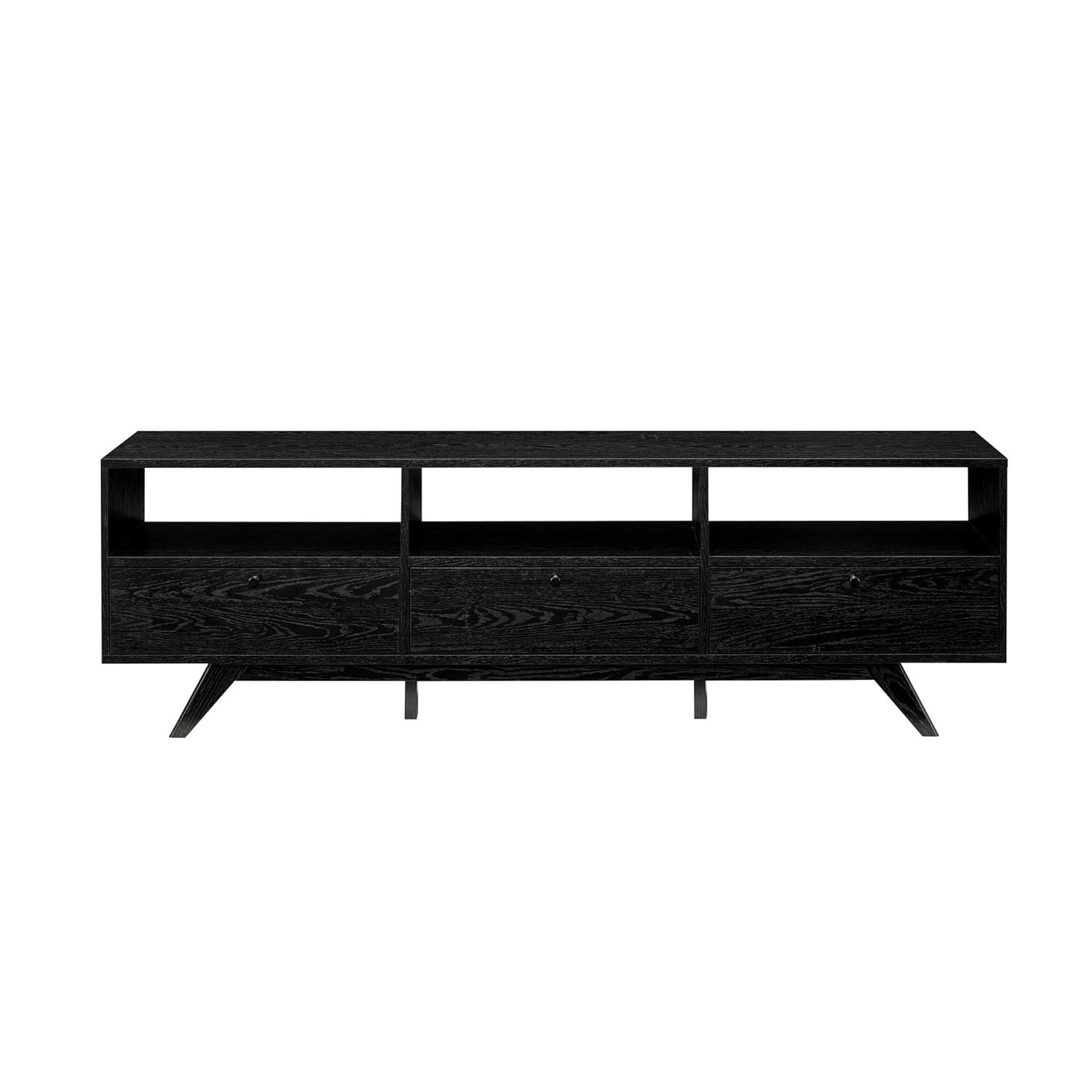 Walker Edison Mid-Century Modern Storage TV Stand for TVs up to 80”, Black