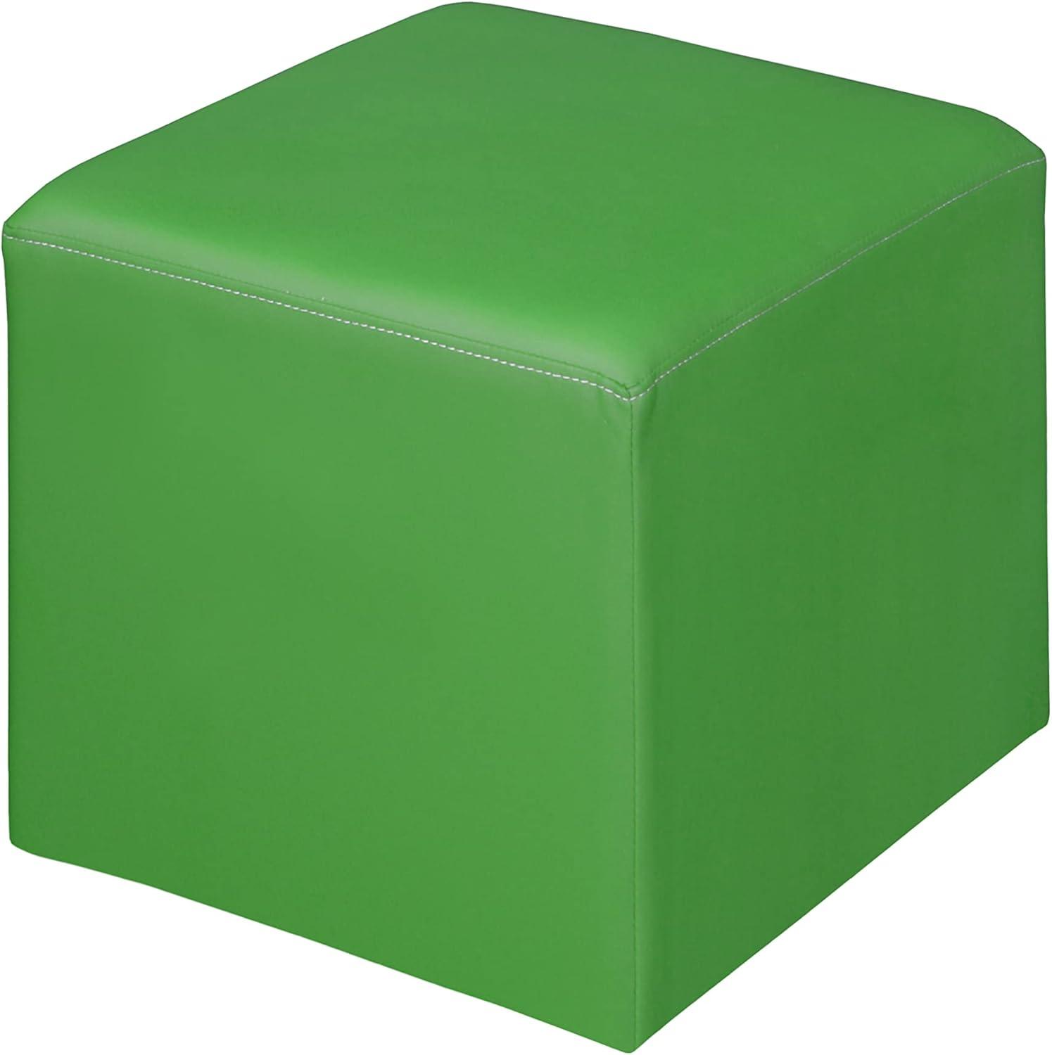 Jacob 15" Square Envy Green Vinyl Ottoman