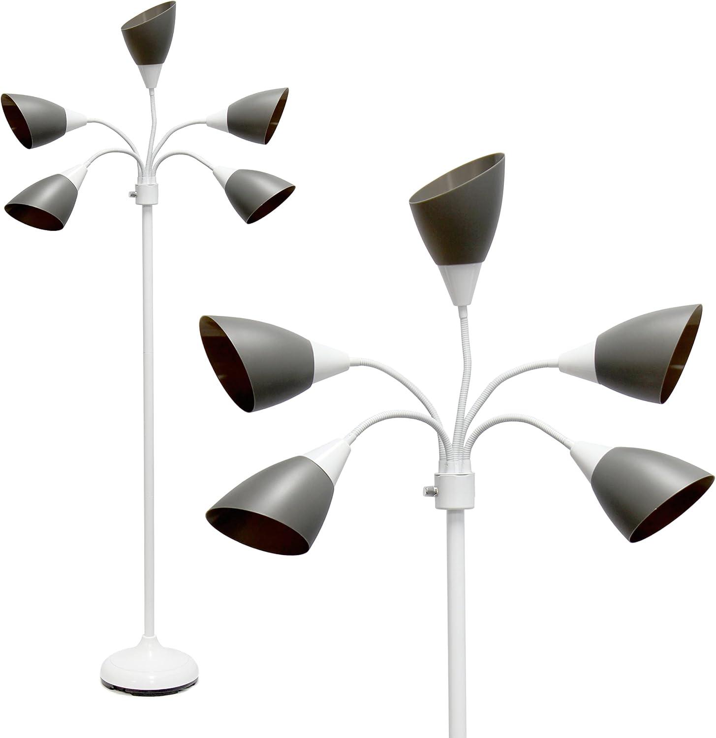 67" Contemporary Multi 5-Head Adjustable Gooseneck Floor Lamp - Simple Designs