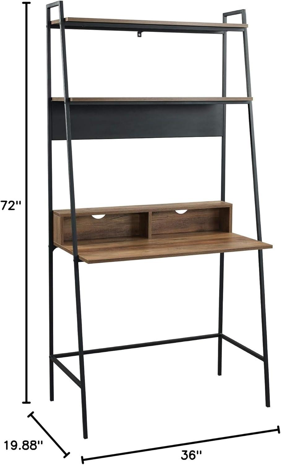Walker Edison Freya Urban Industrial Ladder Desk with Metal Magnet Board, 36 Inch, Rustic Oak