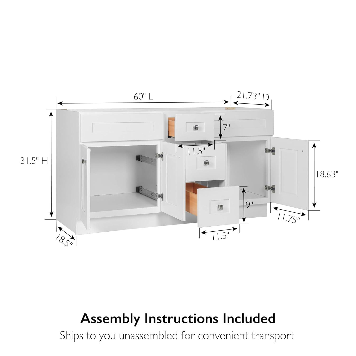 Design House Brookings 60 Inch Bathroom Vanity, Ready to Assemble, Solid Wood, Sherwin Williams – Design House, 599019-