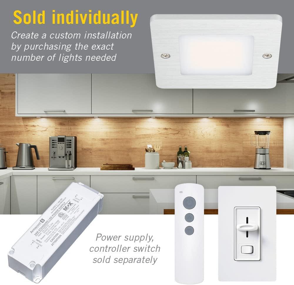 Square Low Profile Under Cabinet LED Puck Light, 3000K