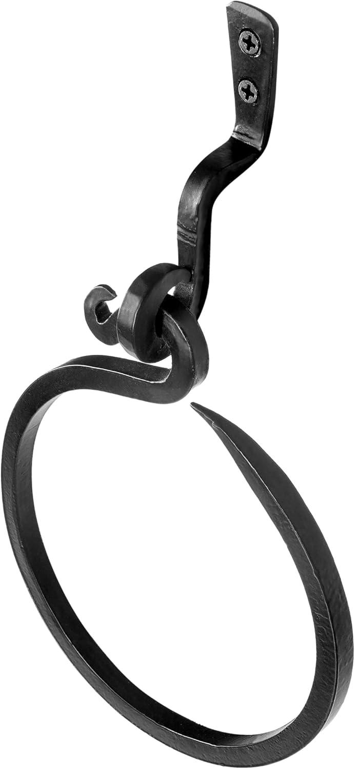 Stur De Hand Towel Holder Handmade Wrought Iron Wall Mount Ring Towel Holder Black