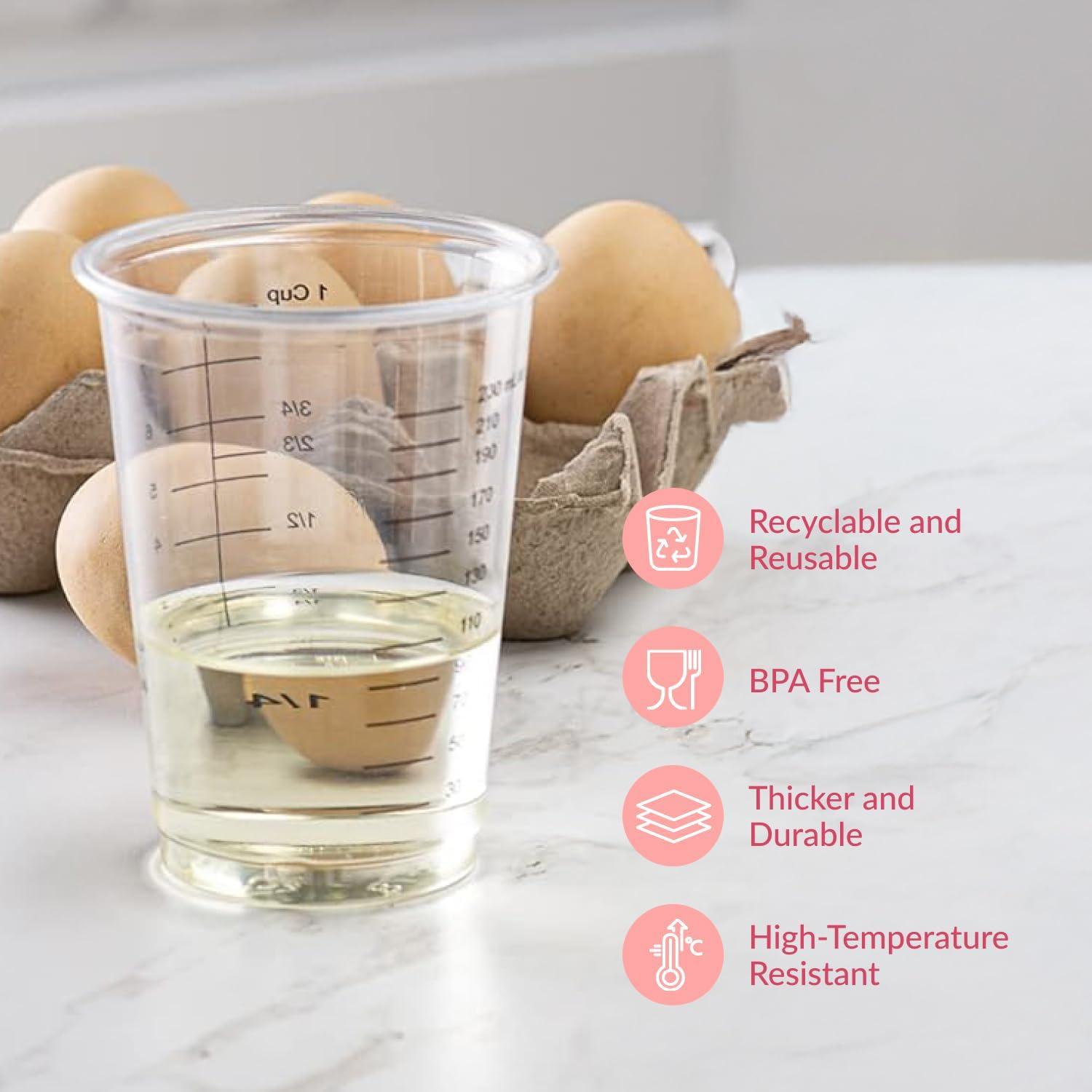 Prestee 50 Disposable Measuring Cups - 8 Oz | Resin Mixing Cups For Epoxy Resin | Plastic Measuring Cups | Liquid Measuring Cups Plastic | Dry Measuring Cups | Paint Mixing Cups