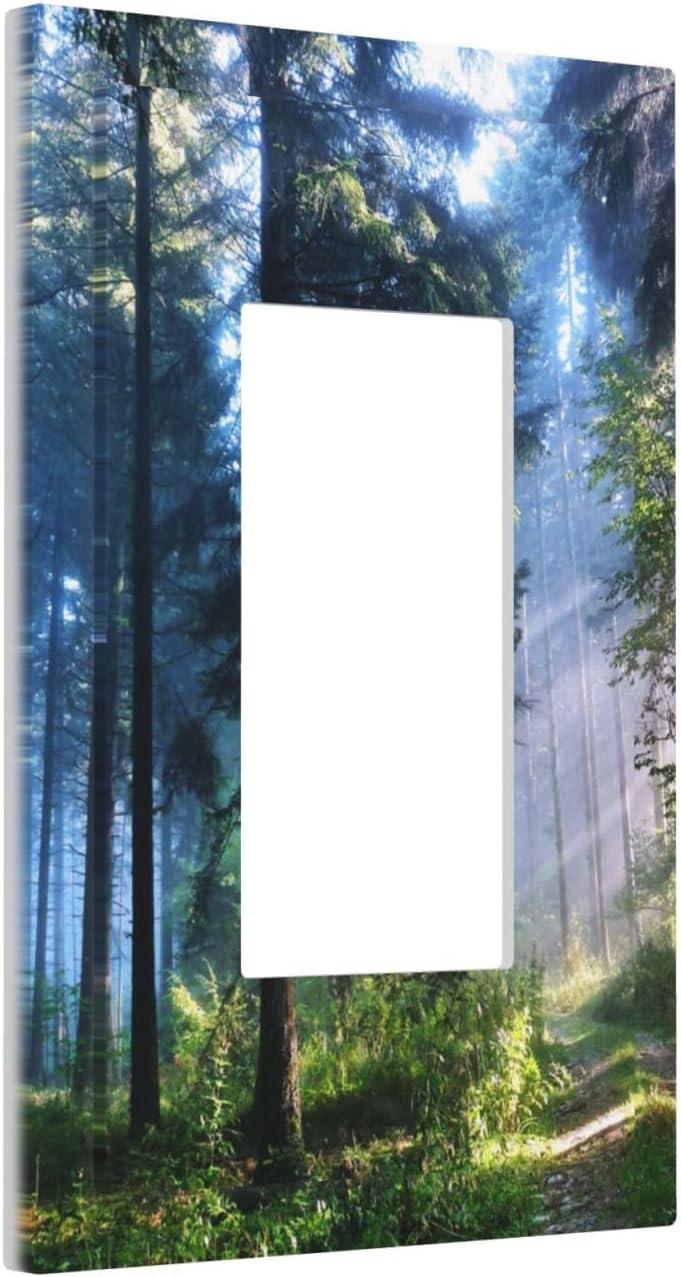Jungle Woodland Woods Landscape Nature Forest Tree 1 Gang Device Rocker/Decorator Gfci Outlet Light Switch Electrical Wall Plate Cover Green Natural Misty Foggy Mountain Scenery Decorative Faceplate