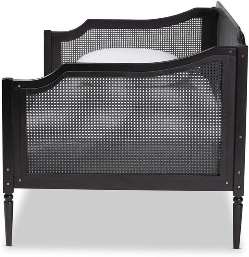 Twin Hancock Wood & Synthetic Rattan Daybed Charcoal - Baxton Studio: Frame, No Trundle