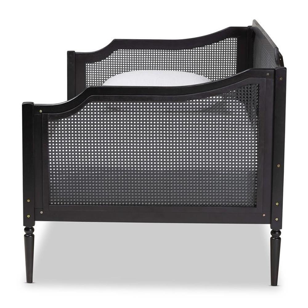Twin Hancock Wood & Synthetic Rattan Daybed Charcoal - Baxton Studio: Frame, No Trundle