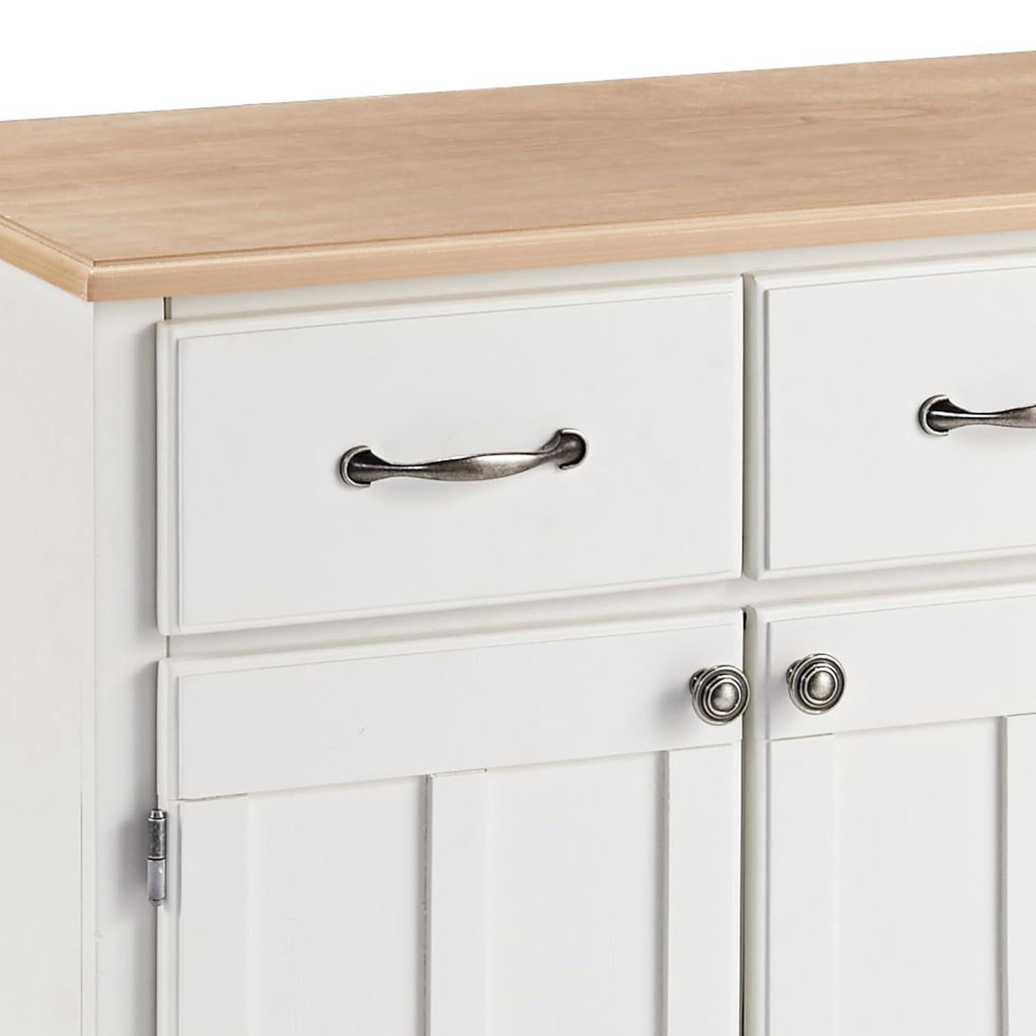 36" Sideboard Buffet Servers with Wood Top White - Home Styles: Traditional Style, Adjustable Shelves, Storage Cabinet