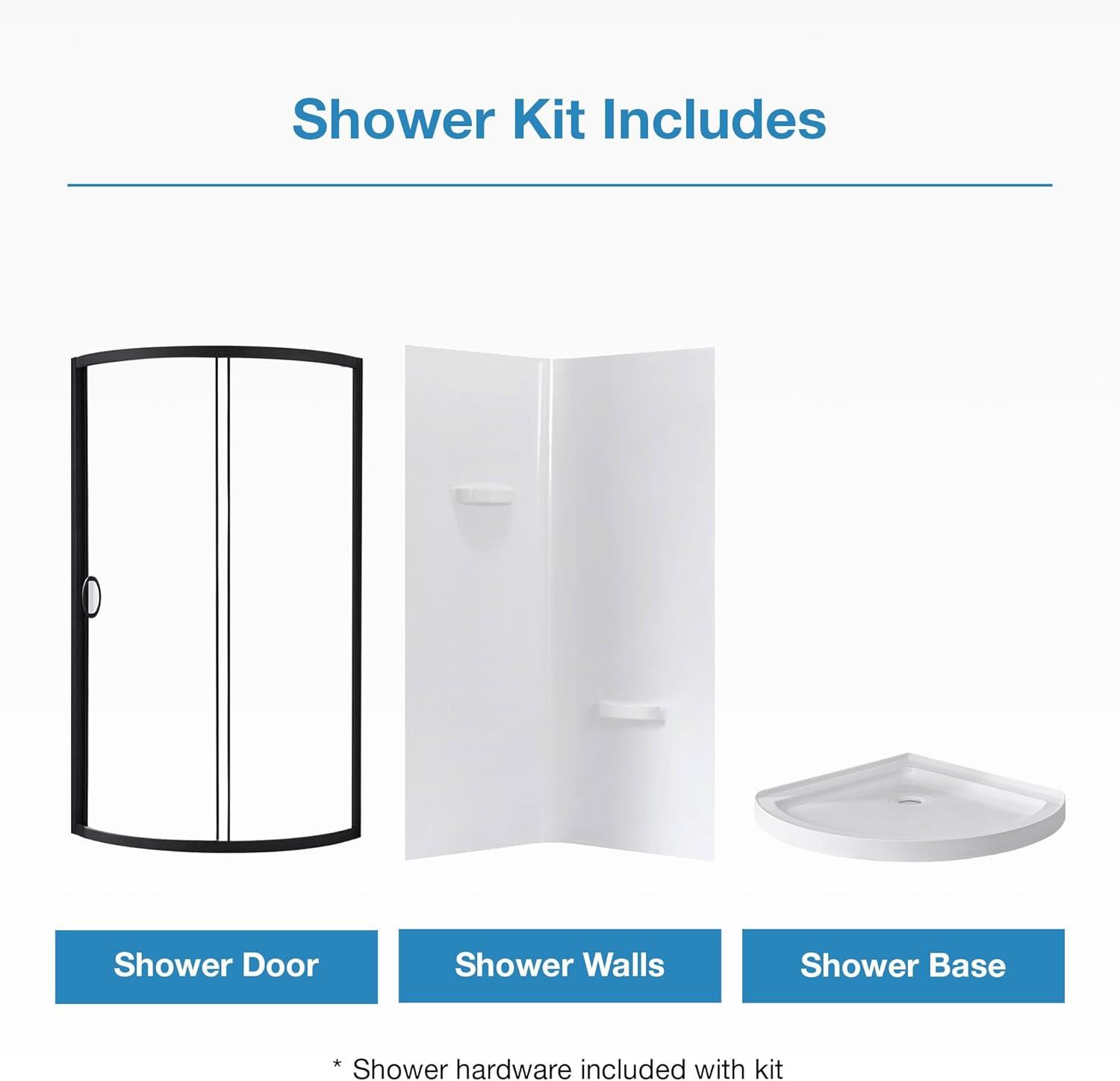 OVE Decors Breeze 33 in. Round Shower Kit w/ Clear, Base, Wall