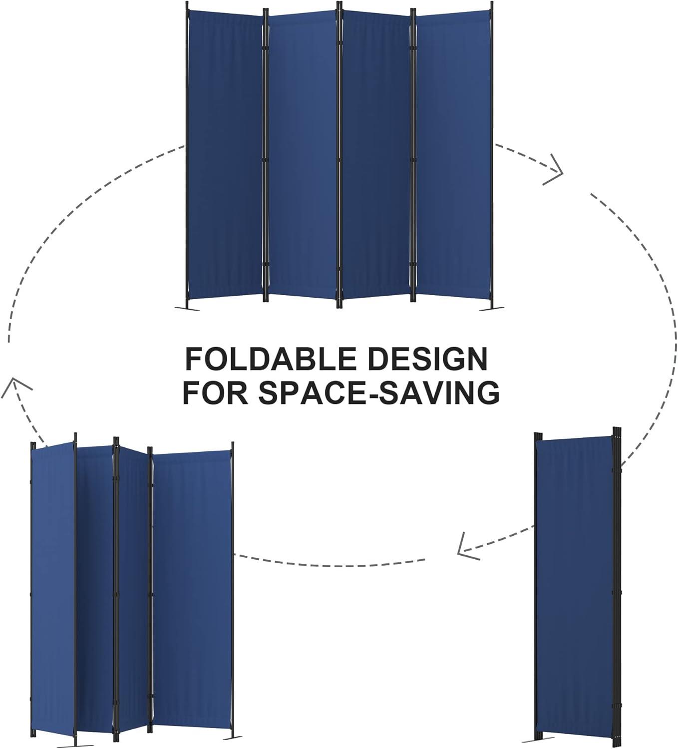 GOJOOASIS Room Dividers Folding Privacy Screens 4 Panel Partition (Blue)