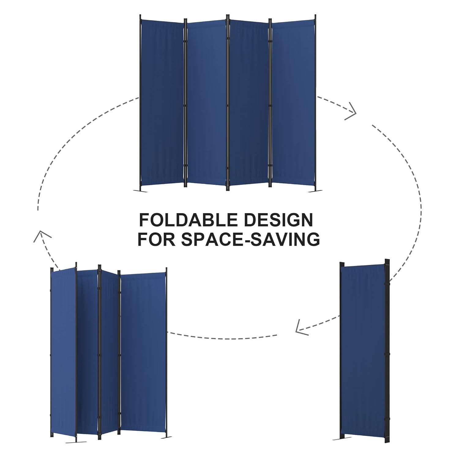 GOJOOASIS Room Dividers Folding Privacy Screens 4 Panel Partition (Blue)