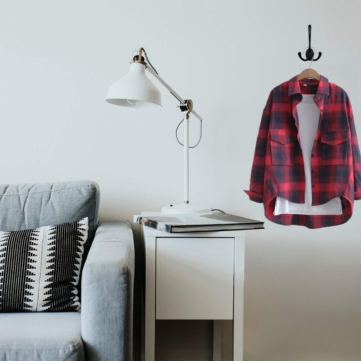 Wall Mounted Coat Hooks 5 Pack Heavy Duty Black Hardware Robe Hooks tive for Single Hanging Coats Towel Cubicle Classroom Kitchen Bath Backpack