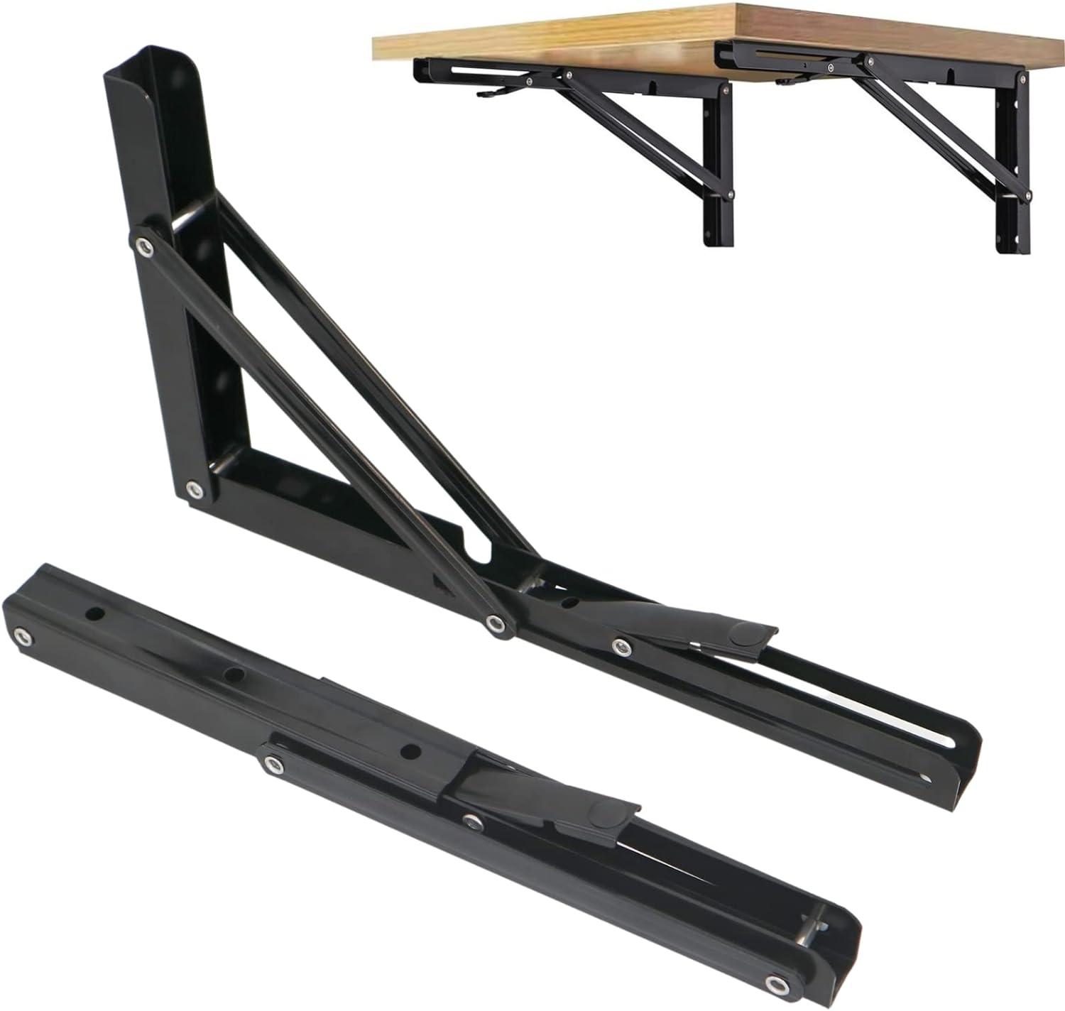 Heavy Duty Black Metal Folding Shelf Brackets