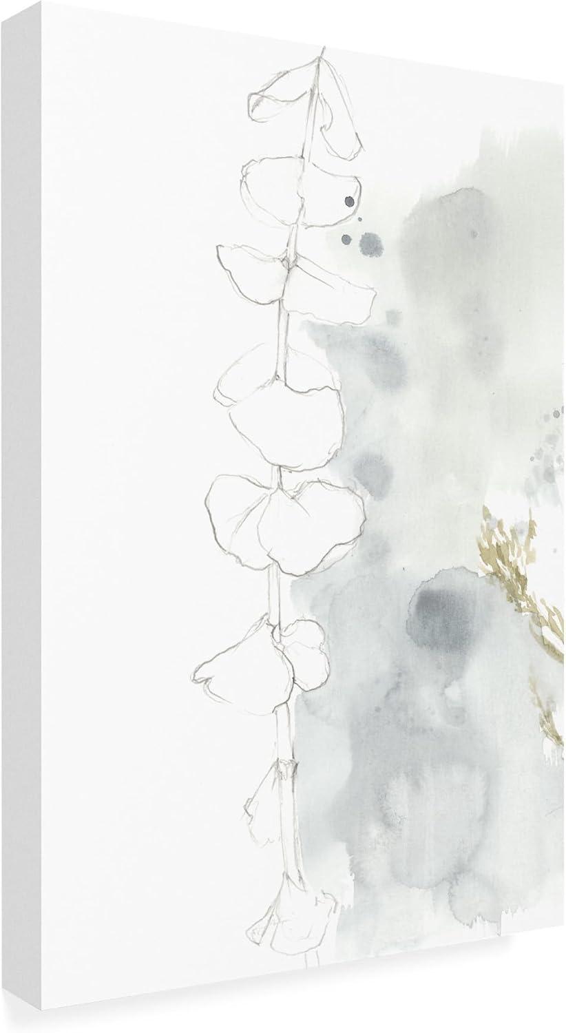 Wildflower Sketch Triptych Canvas Art in Gray and White