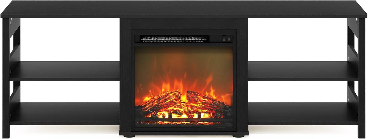 Furinno Classic Fireplace TV Stand Entertainment Console Media Center W/18" Electric Fireplace for TVs up to 70",Americano