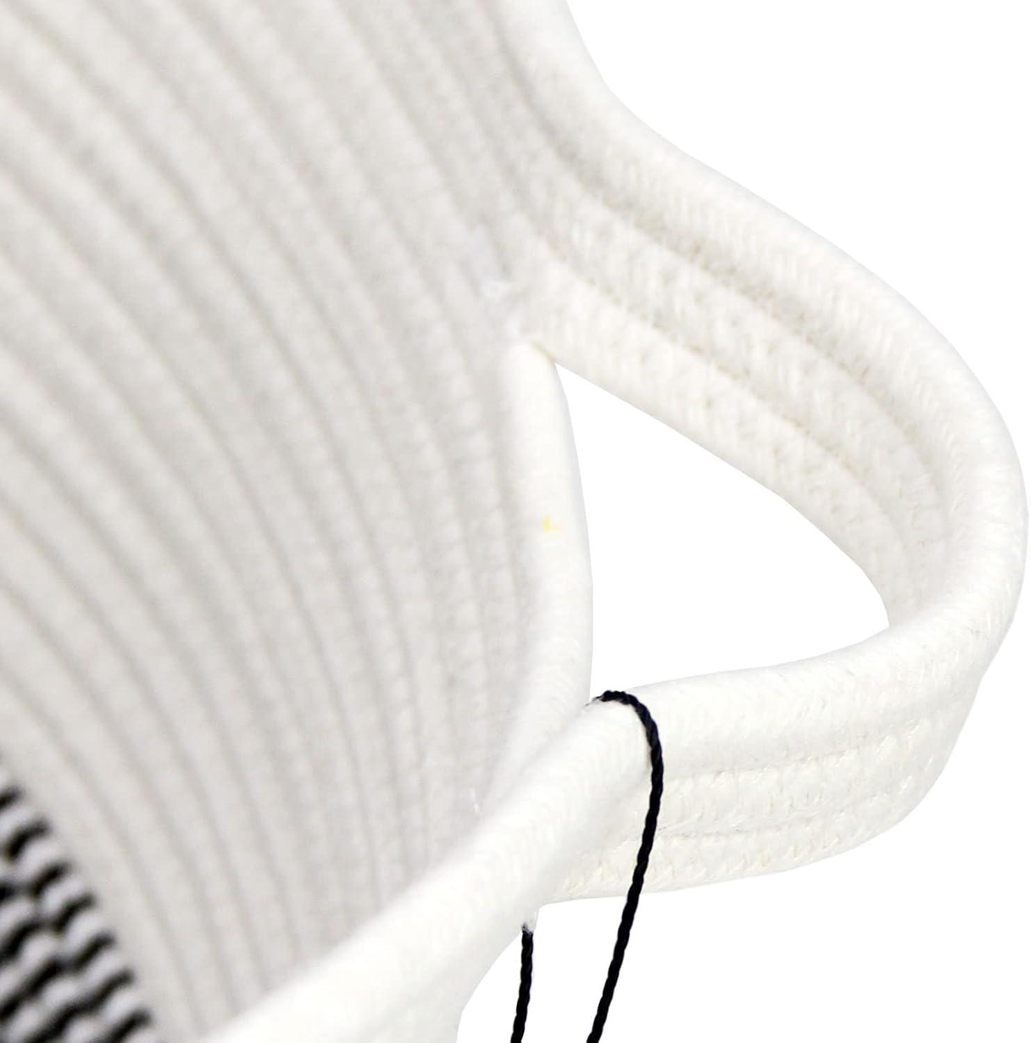 Casaphoria XXXLarge Cotton Rope Basket for Living Room - Woven Storage Basket with Handle for Blankets, Towels and Pillows Laundry Hamper | White & Grey (21.7" x 21.7" x 13.8")