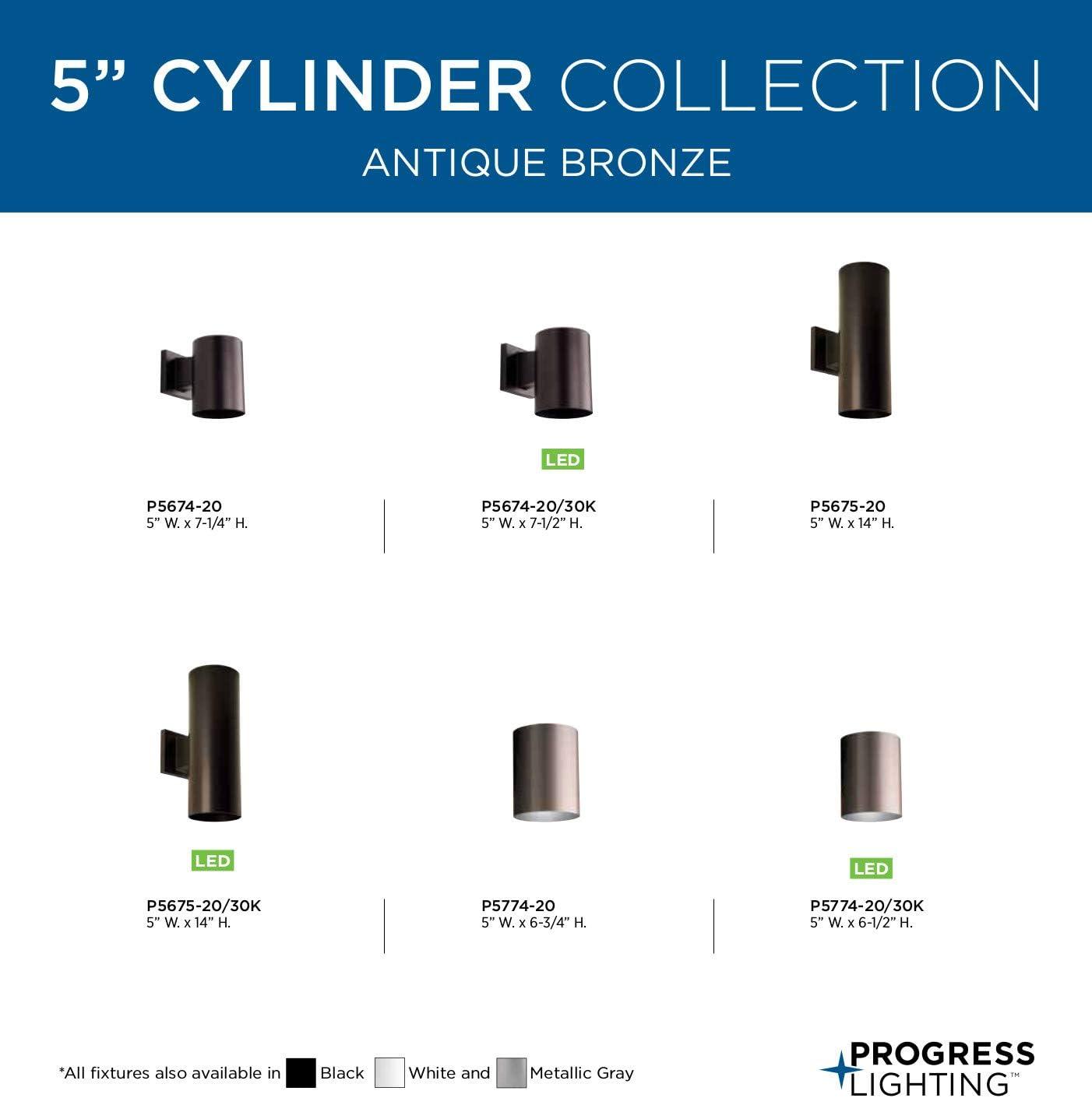 Progress Lighting, Cylinder Collection, 1-Light Wall Light, Antique Bronze, Porcelain Shade