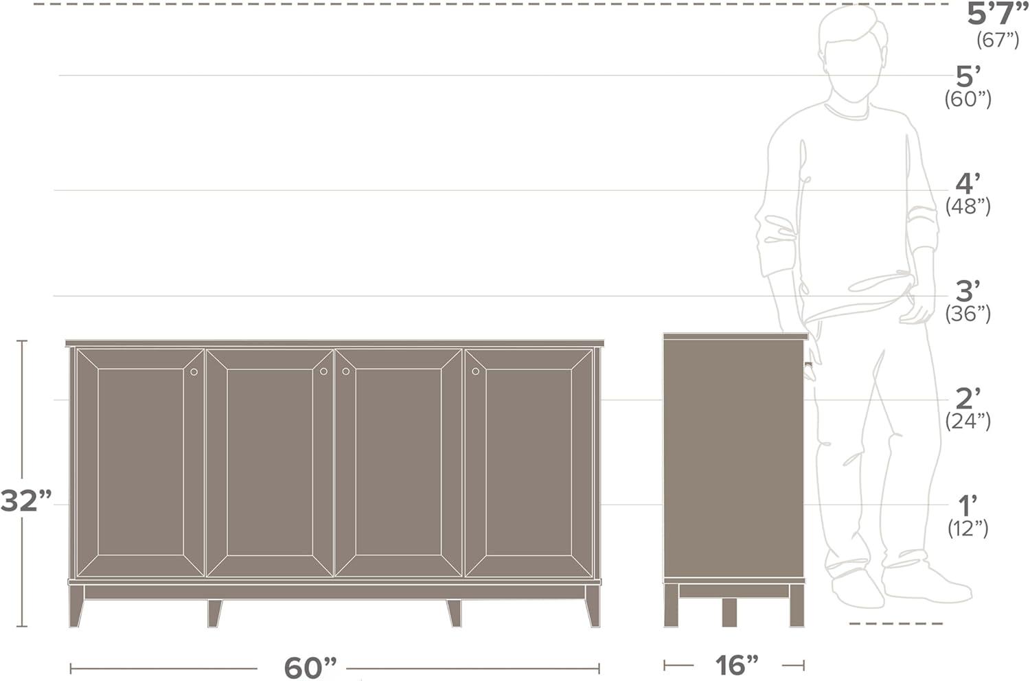 Prepac Yaletown Oak 4 Panel Door 60" W x 32" H x 16" D Storage Cabinet