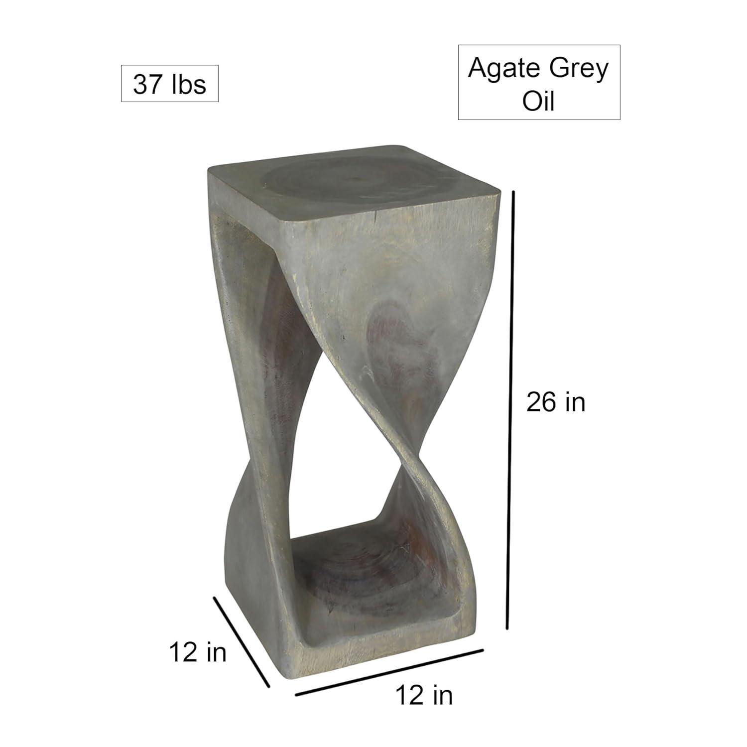 Haussmann® Original Wood Twist Stool 12 X 12 X 20 In High Grey Oil