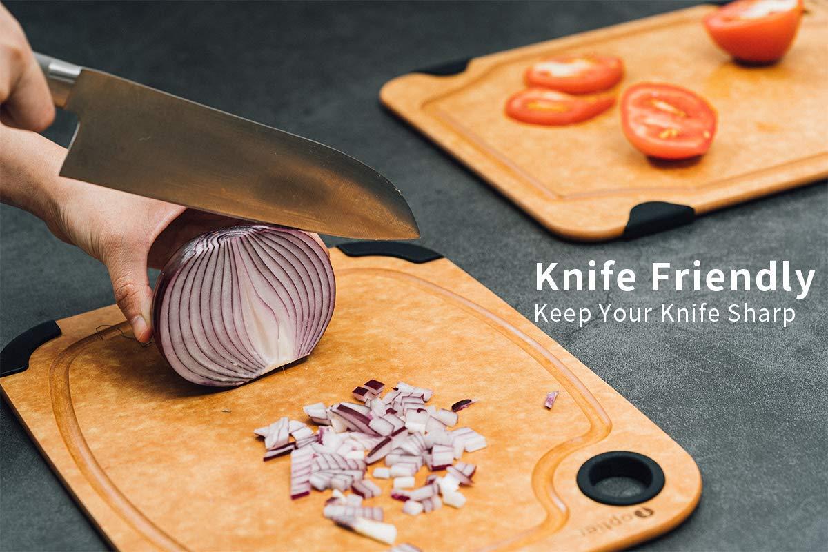 Large Natural Wood Fiber Rectangular Cutting Board with Non-Slip Edges