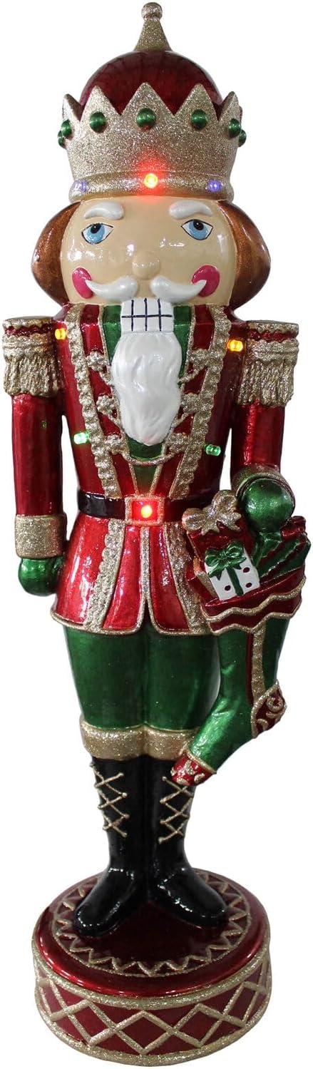 22" Red and Green LED Musical Nutcracker Figurine