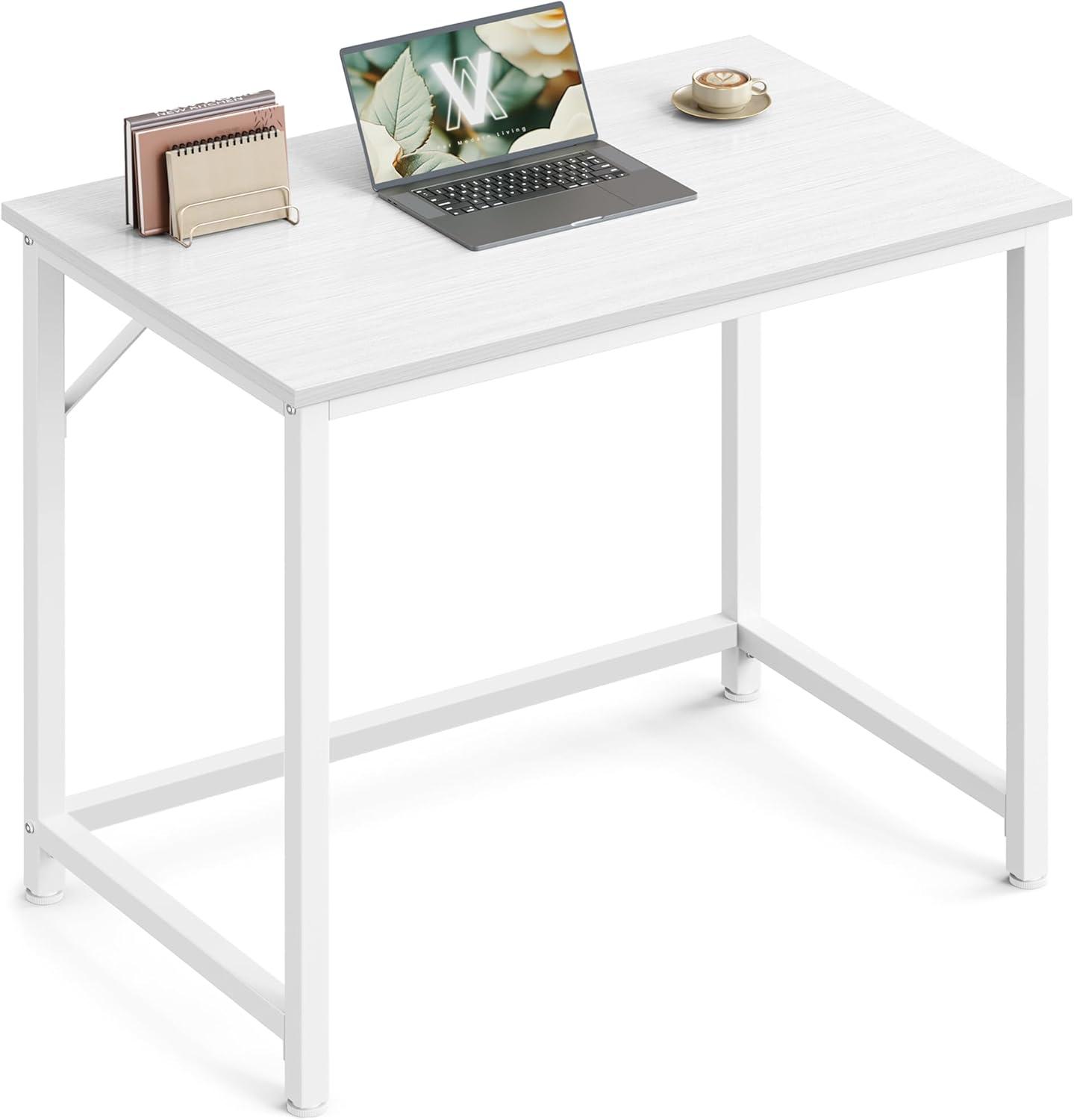 VASAGLE Computer Desk, Office Work Desk, 31.5 x 19.7 x 29.9 Inches, for Study, Bedroom, Home Office, Living Room, Maple White and Cloud White ULWD038W44