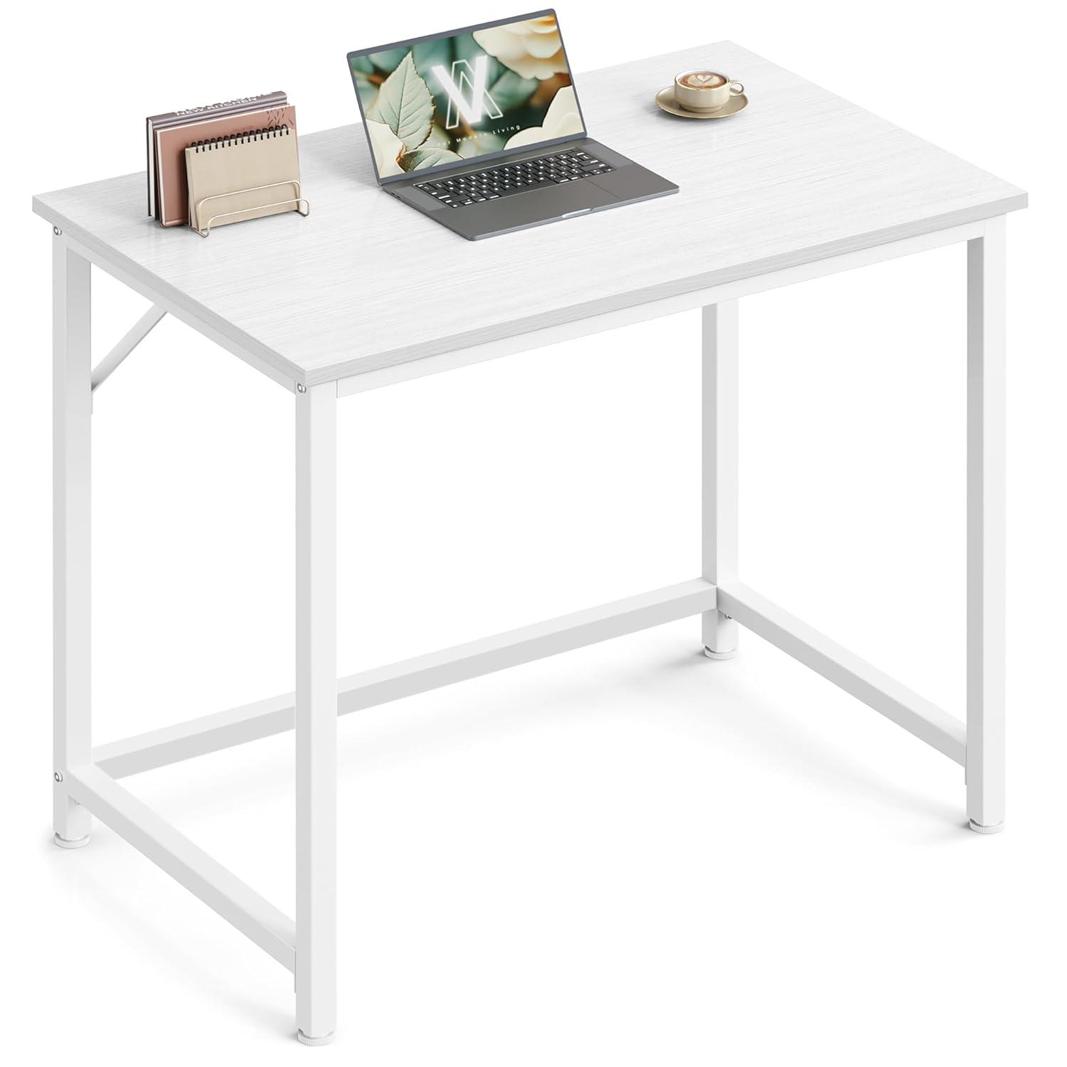 VASAGLE Computer Desk, Office Work Desk, 31.5 x 19.7 x 29.9 Inches, for Study, Bedroom, Home Office, Living Room, Maple White and Cloud White ULWD038W44