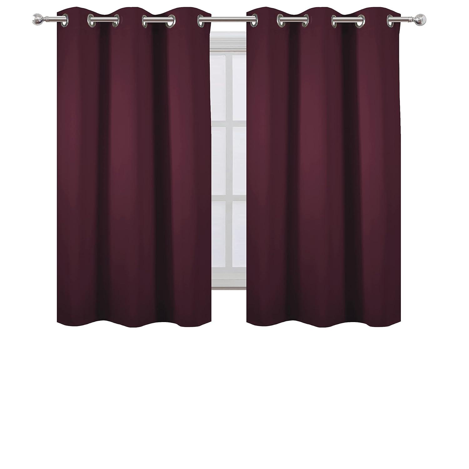 LEMOMO Burgundy Blackout Curtains 38 x 54 Inch Length/Set of 2 Curtain Panels/Thermal Insulated Room Darkening Blackout Curtains for Bedroom
