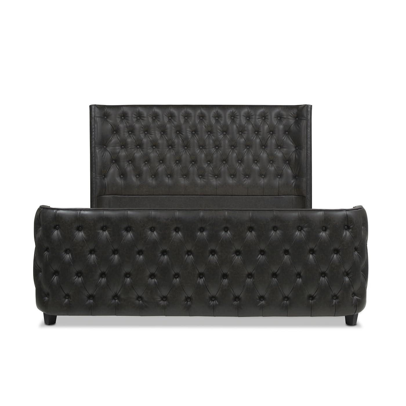 Brooklyn King-Size Luxe Wood Frame Upholstered Bed with Tufted Nailhead Trim