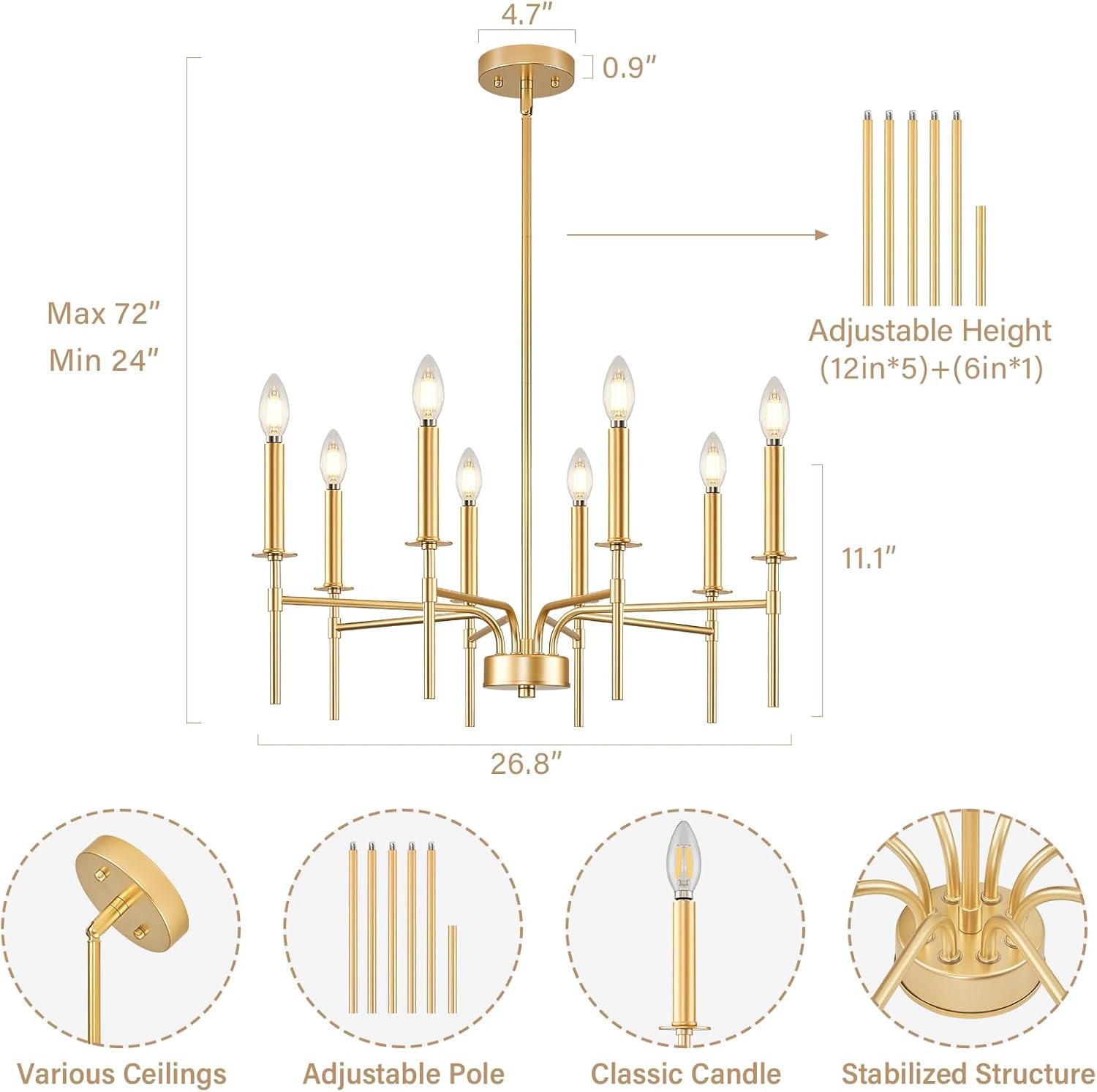 Trudeau 8-Light Modern Dining Room Candle Chandelier Light Fixture