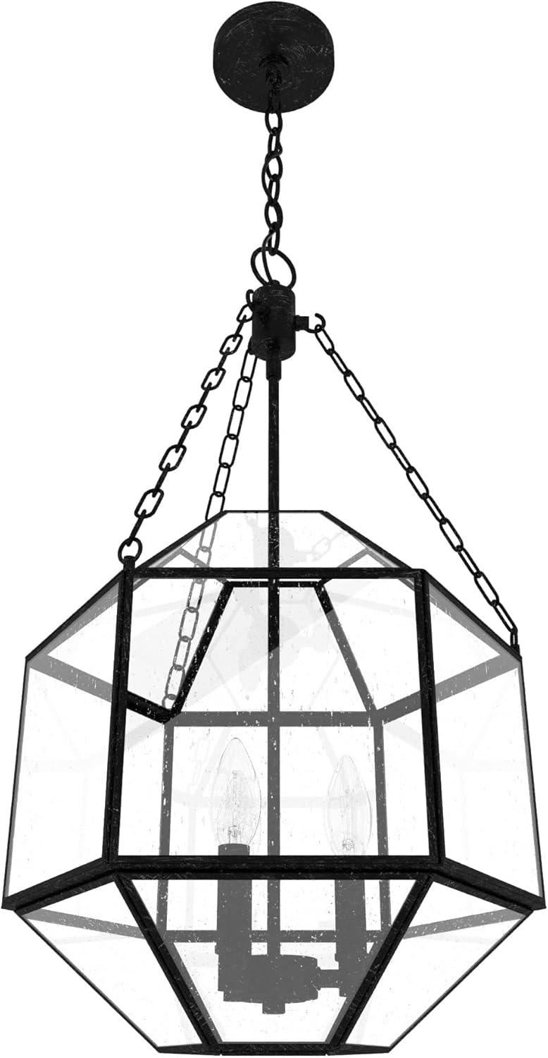 Indria Rustic Iron Faceted Geometric 3-Light Pendant