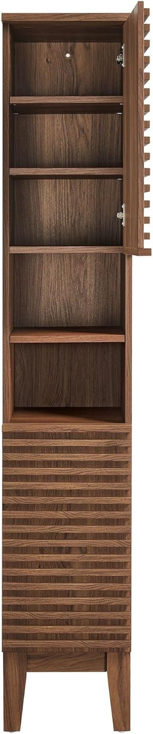 Walnut Tall Freestanding Cabinet with Adjustable Shelves