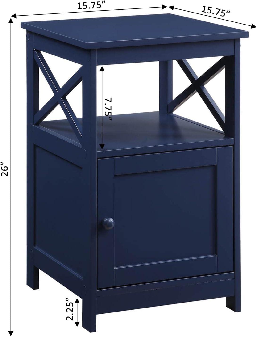 Cobalt Blue Oxford Square End Table with Cabinet Storage