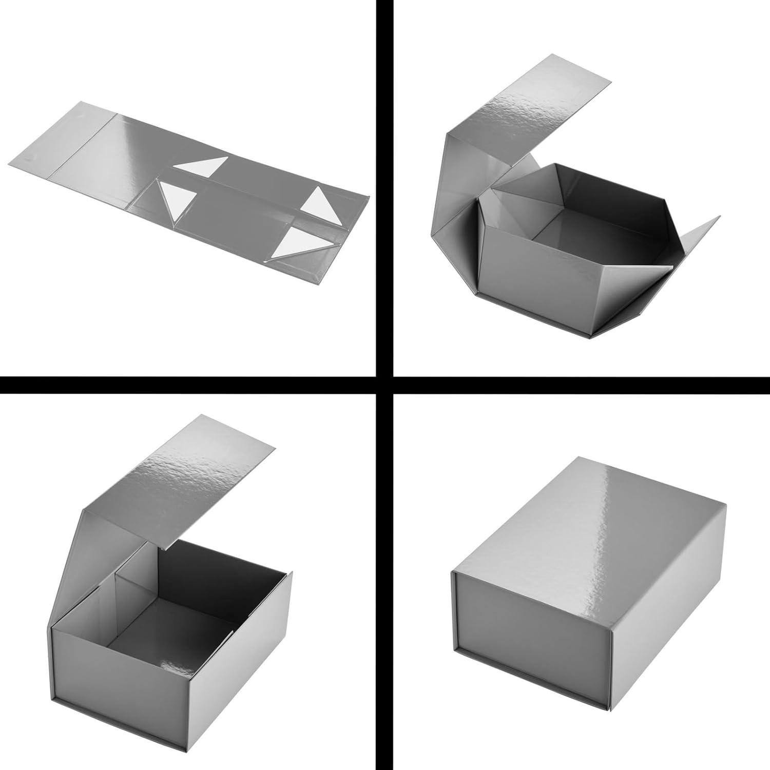 Stockroom Plus 6 Pack Magnetic Gift Boxes with Lids, 9.5x7x4 Inches for Birthday, Wedding, Groomsman and Bridesmaid Proposal Box, Gray