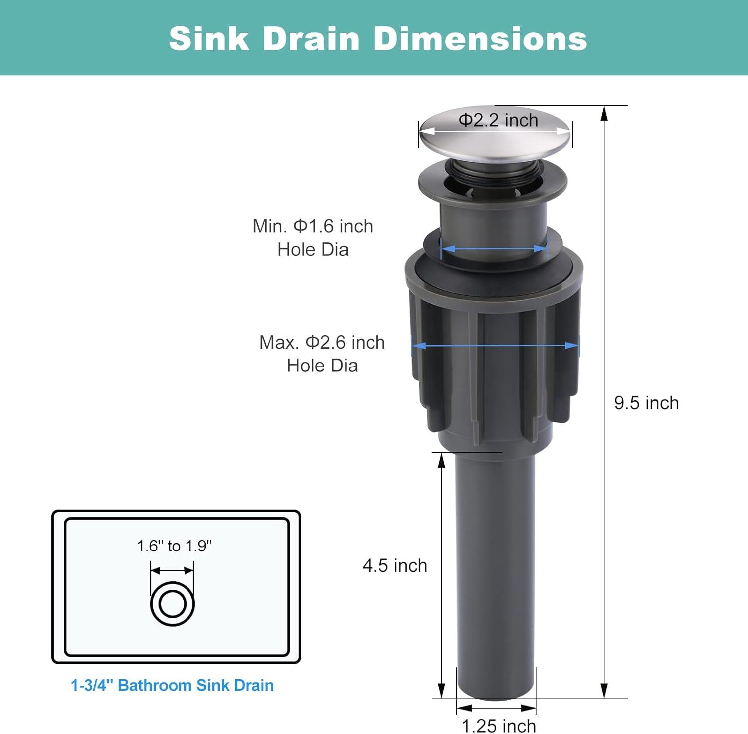 Brushed Nickel Pop-Up Drain Assembly for Bathroom Sink